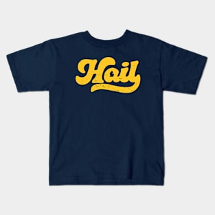 Retro Script Hail // Vintage Football Gameday in Michigan Kids T-Shirt